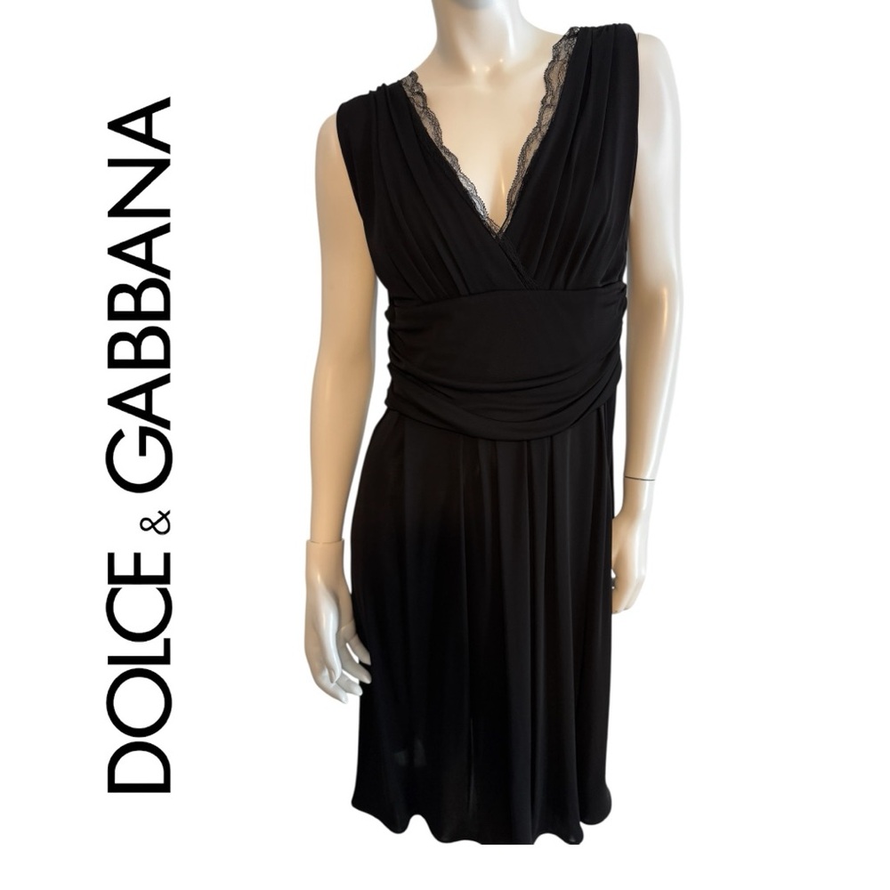 D & G Dolce & Gabbana Black Lace-Trimmed Dress